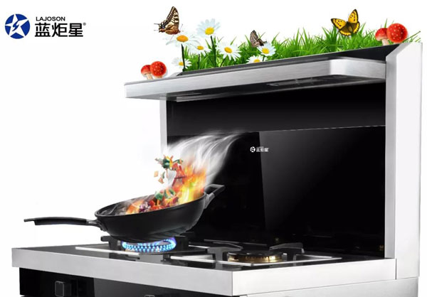 (側(cè)吸式集成灶使用效果示意圖)